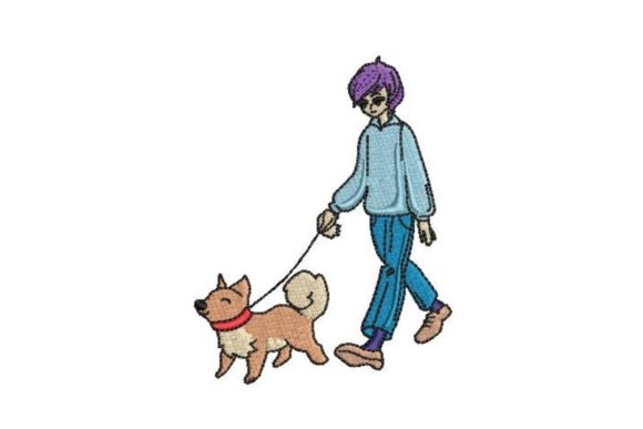 Anime Boy Walking a Dog: Embroidery Review